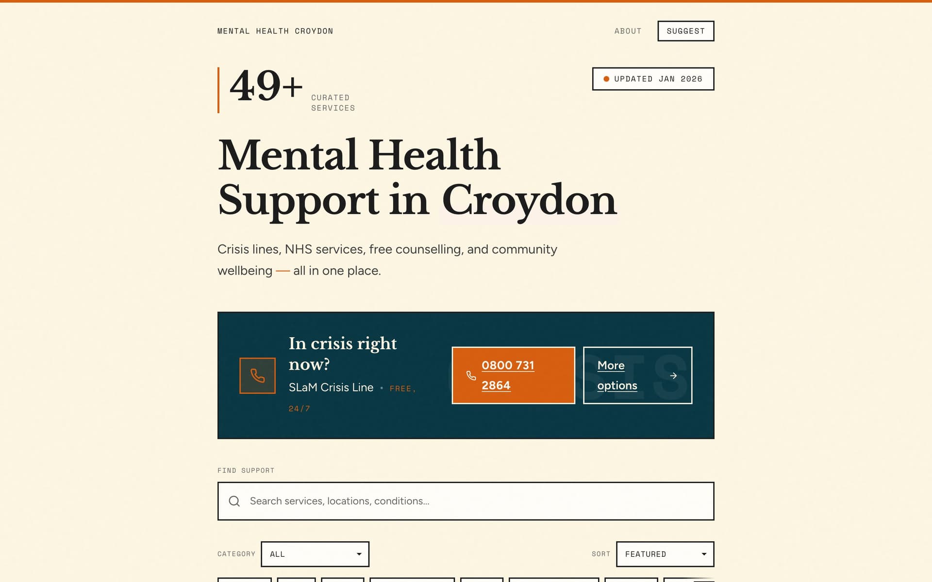 Mental Health Croydon website screenshot